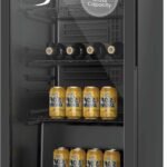 NOBEL BOTTLE CHILLER Black 132 LTR Glass Door METAL SHELF WITH WOOD FRONTAL FRAME NBC140RH