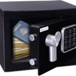 SereneLife Premium Steel Digital Safe Box - 9.1" x 6.7" x 6.7" | Secure Storage for Cash, Firearms, Jewelry & More | Great For Hotels, Cabinets & Home Use | Electronic & Mechanical Access - 2 Keys