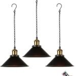 Portable Hanging Light Fixture Battery Operated,Rechargeable Pendant Light with Remote,Wireless Hanging Lamp Battery Powered Chandelier Lantern Black for Indoor Outdoor Garden Porch Patio ( Size : 3 p