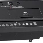 Amazon Basics 8-Sheet Strip Cut Paper, CD, and Credit Card Shredder, Compact, No Basket, Portable with Extendable Arm, Black